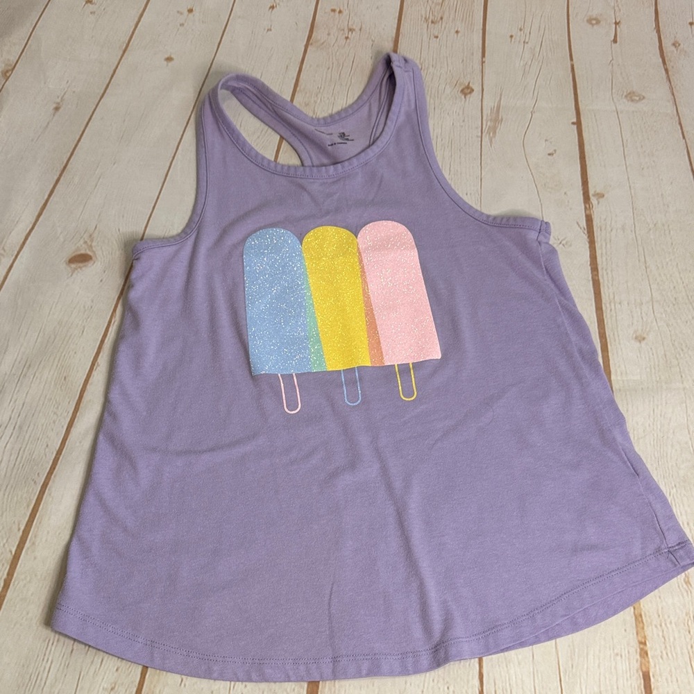 GapKids Light Purple Lilac Swing Tank Top with Glitter Popsicle Design